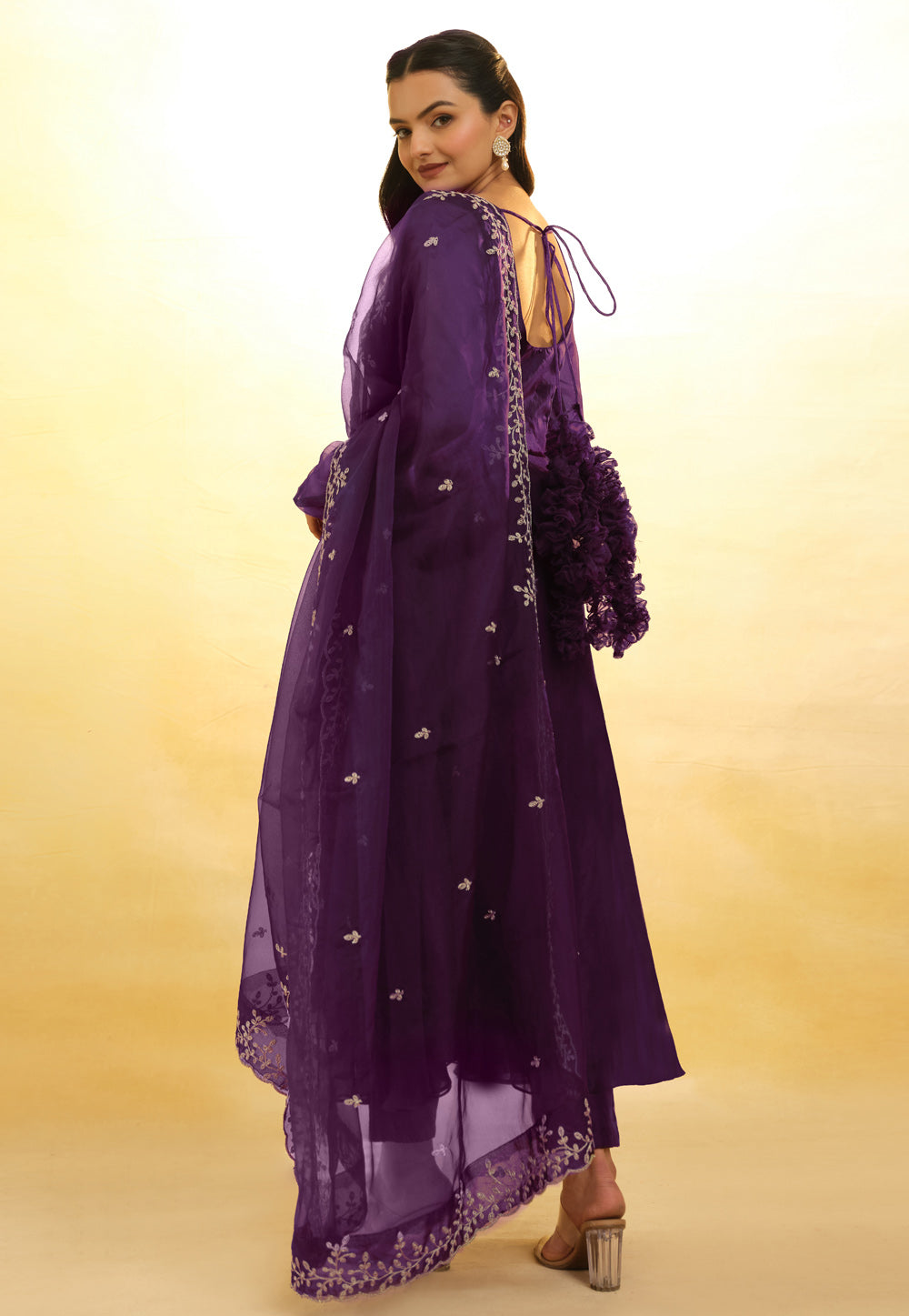 Purple Georgette Salwar Suit With Thread and Embroidery Work