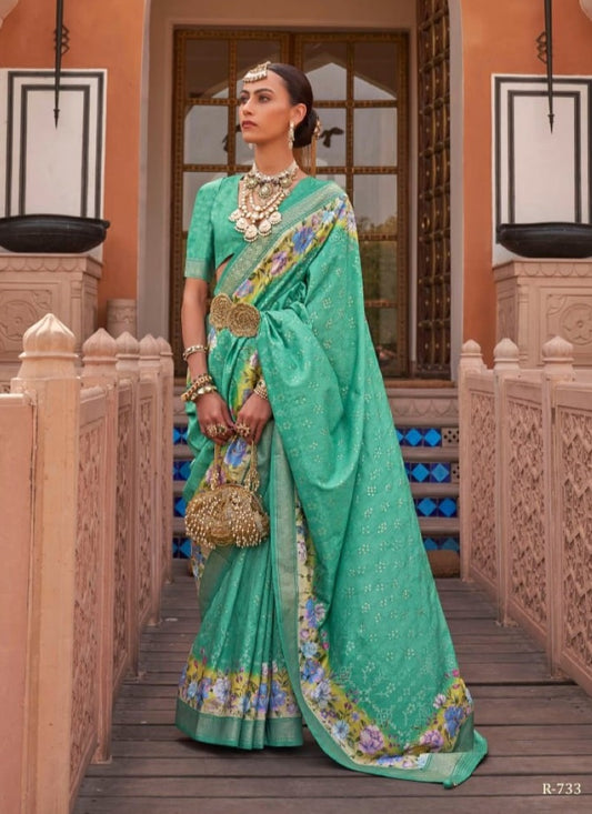 Sea Green Silk Digital Printed Saree