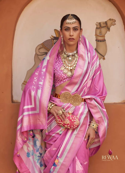 Pink Silk Digital Printed Saree-2