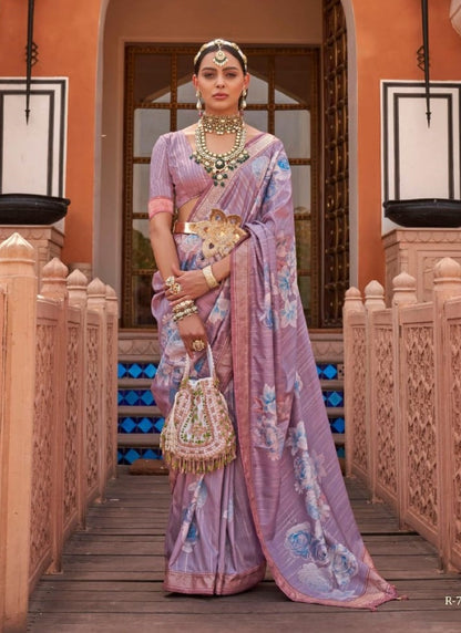 Lavender Silk Digital Printed Saree-2