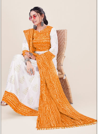 Yellow Reyon Bandhani Print Anarkali Suit-2