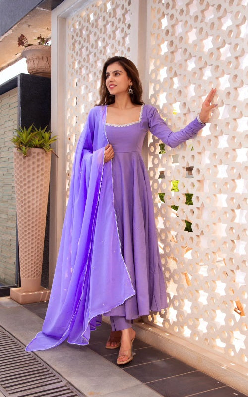 Purple Georgette Anarkali Suit