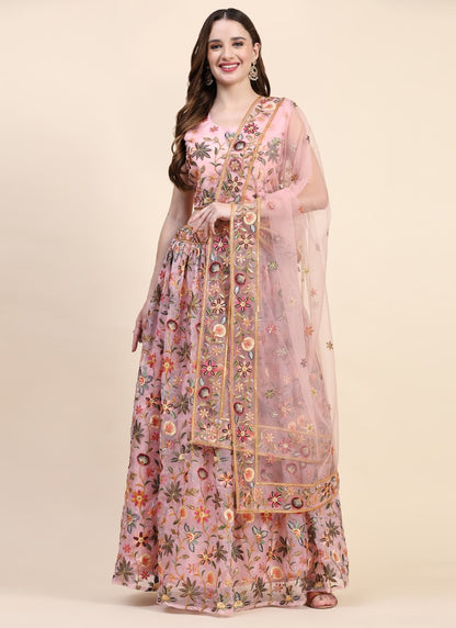 Pink Bridesmaid Lehenga Choli With Heavy Embroidered Work