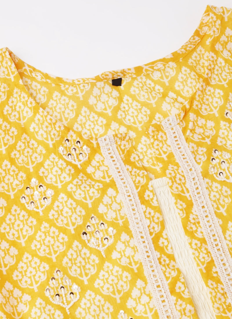 Yellow Cotton Kurti With Jacket-2