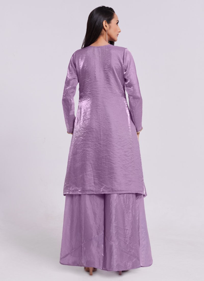 Lavender Organza Indo Western Party Wear Salwar Suit