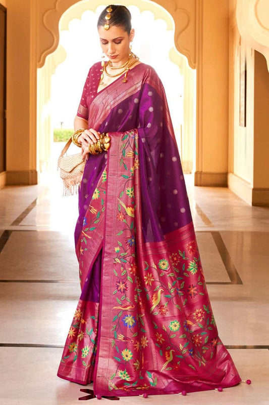 Purple Silk Paithani Saree