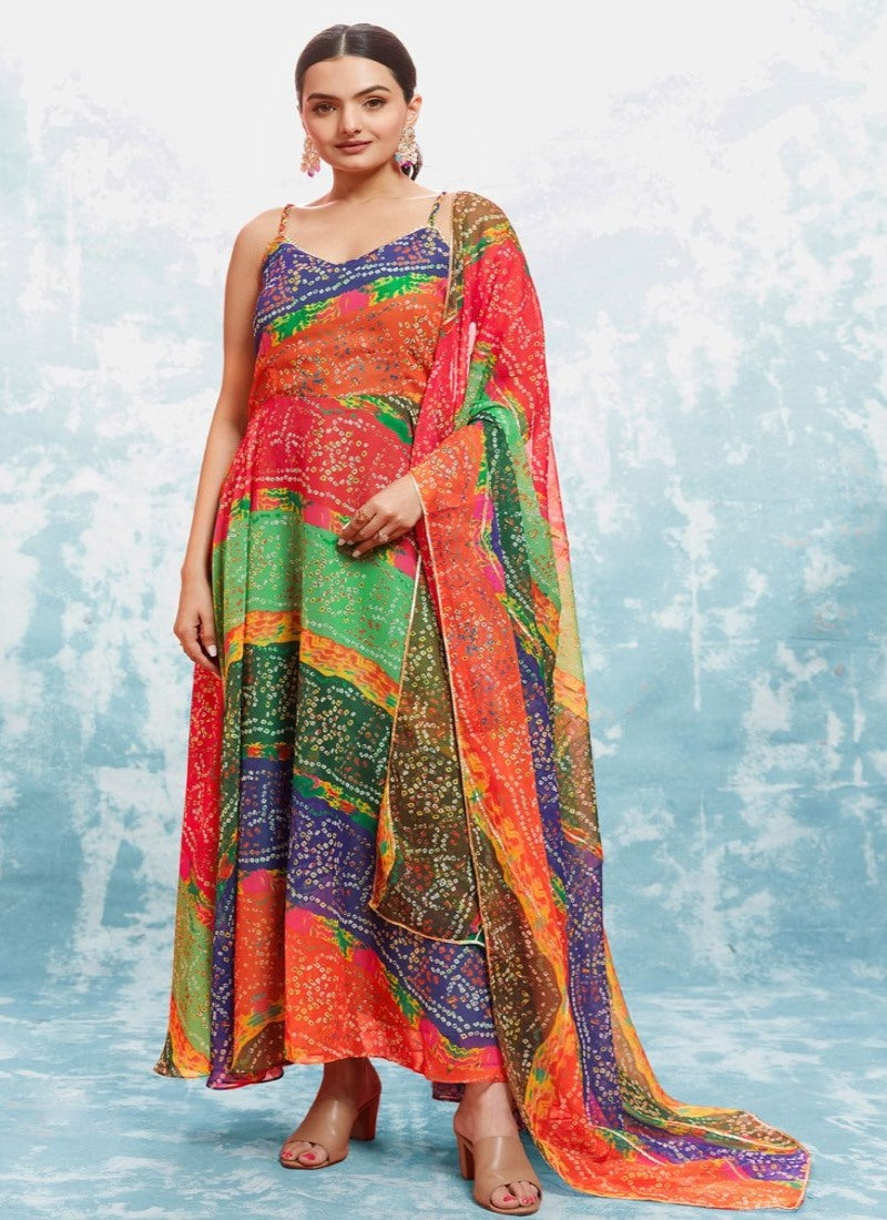 Multi Color Georgette Printed Anarkali Suit