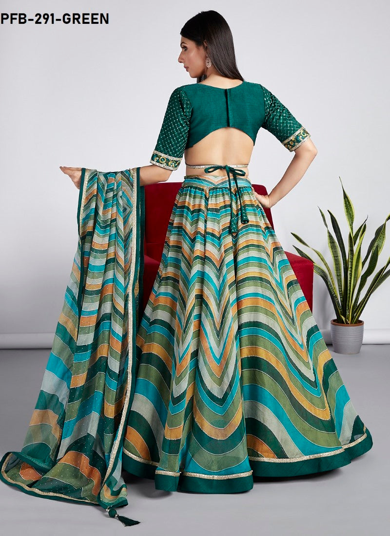 Green Wedding Designer Lehenga Choli With Heavy Embroidery Work-2