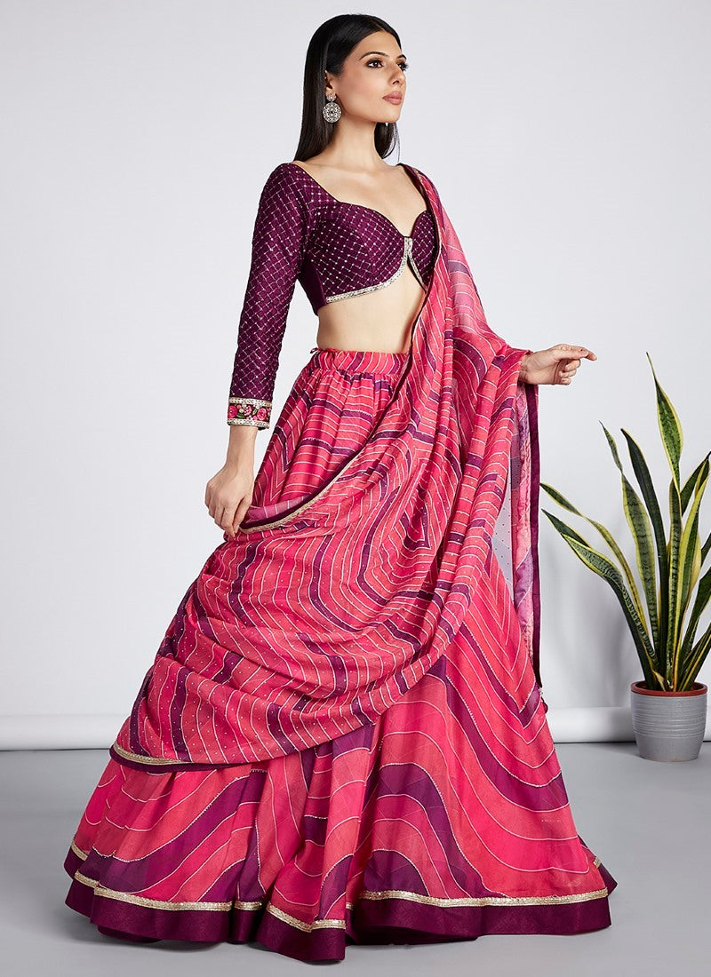 Purple Wedding Designer Lehenga Choli With Heavy Embroidery Work