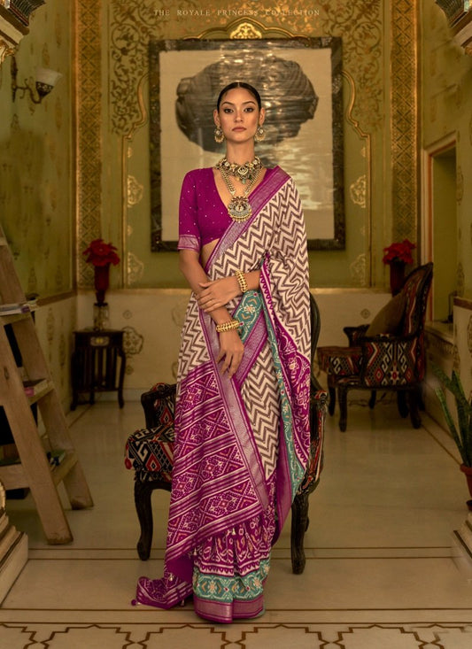 Magenta Silk Patola Saree