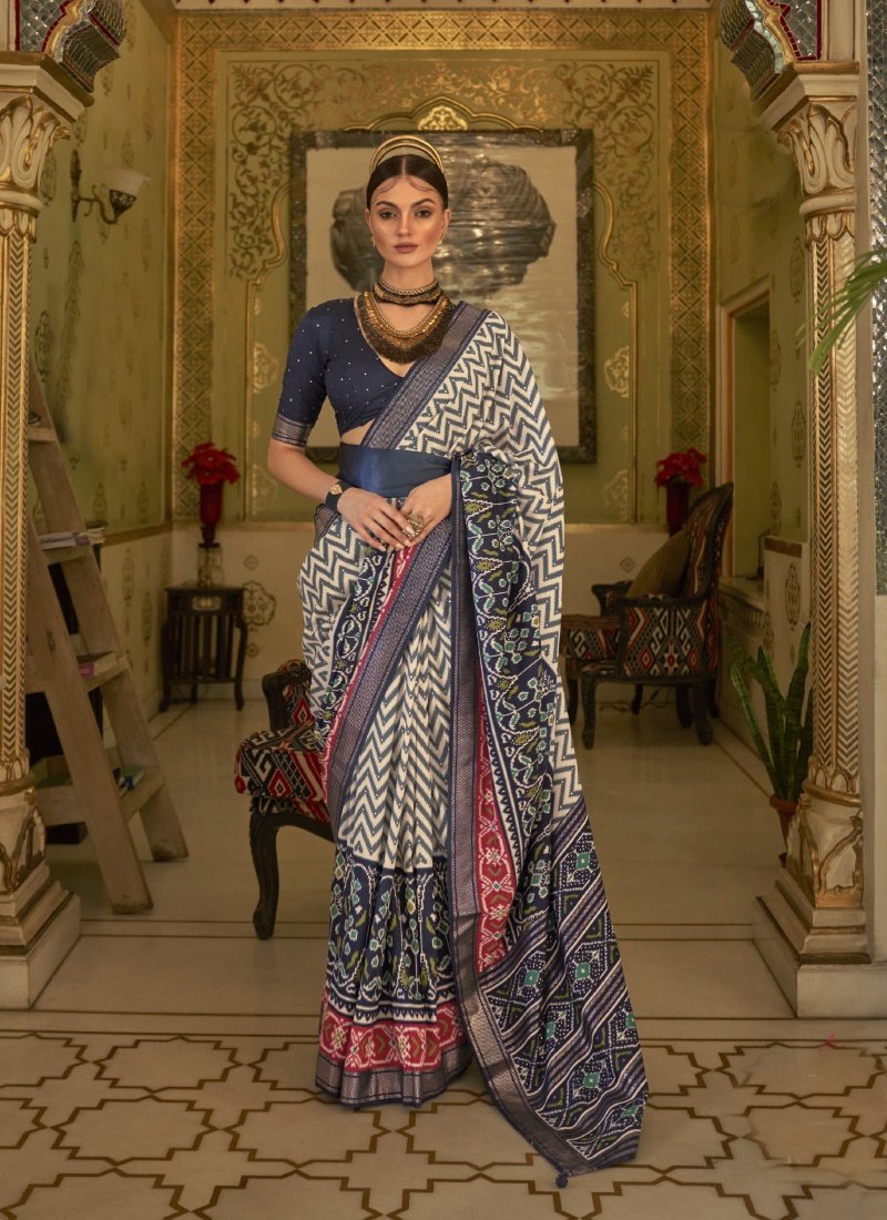 Navy Blue Silk Patola Saree