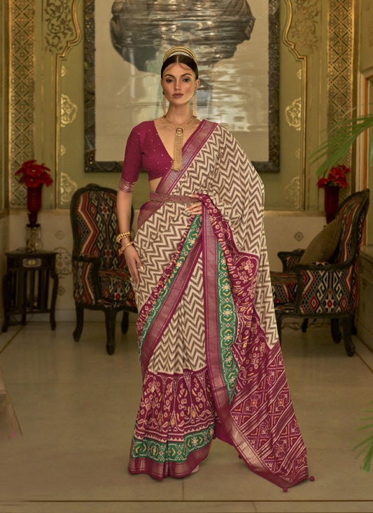 Maroon Silk Patola Saree