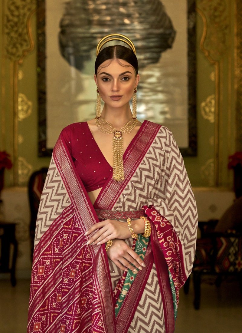 Maroon Silk Patola Saree-2