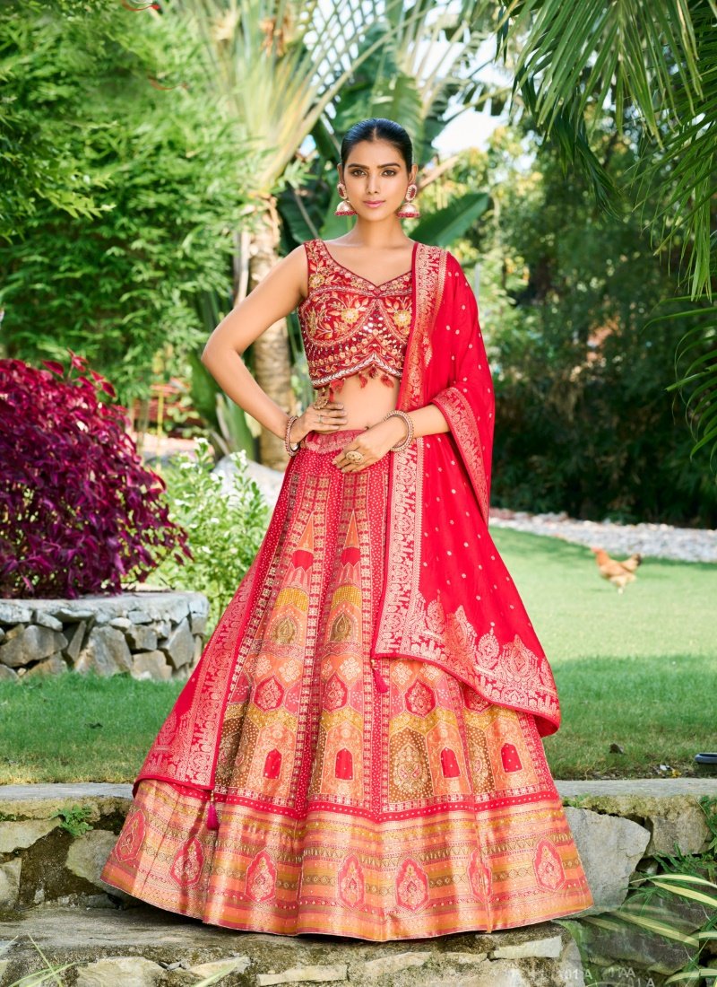 Red Wedding Lehenga Choli With Embroidered Work