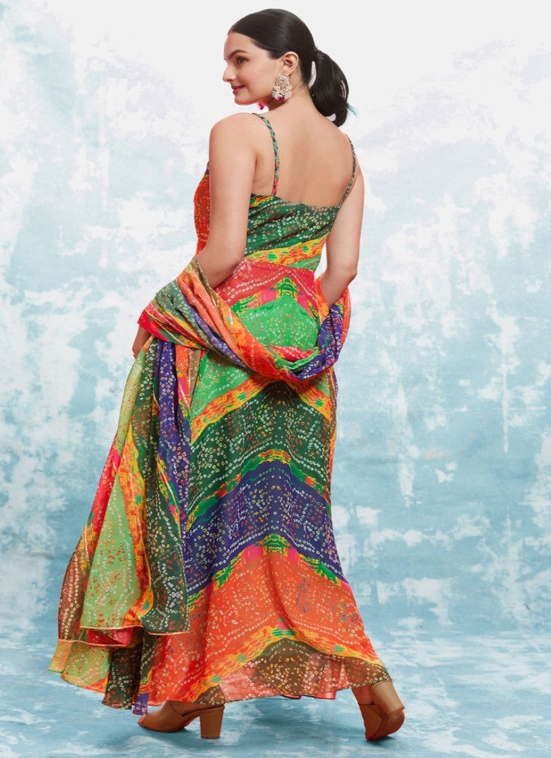 Multi Color Georgette Printed Anarkali Suit