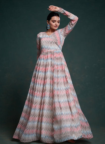 Multi Color Georgette Anarkali Gown