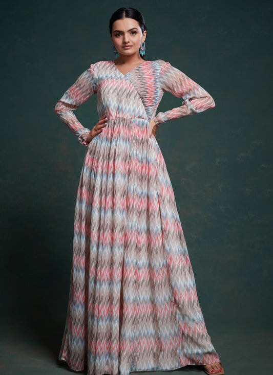 Multi Color Georgette Anarkali Gown