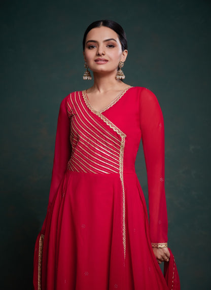 Red Georgette Anarkali Gown