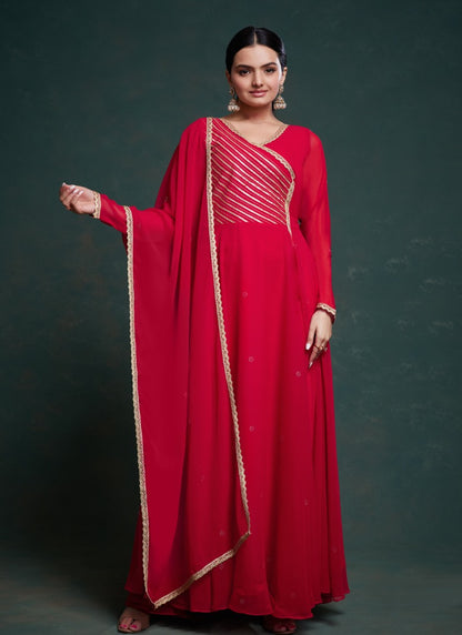 Red Georgette Anarkali Gown