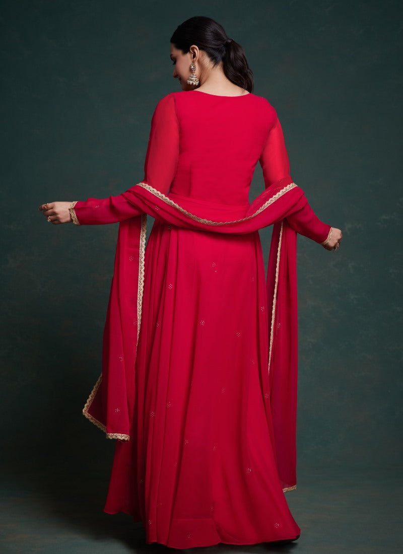 Red Georgette Anarkali Gown