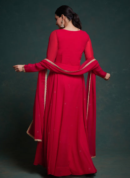 Red Georgette Anarkali Gown