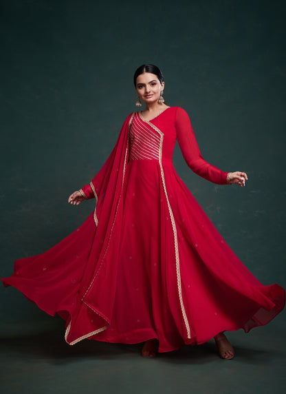 Red Georgette Anarkali Gown