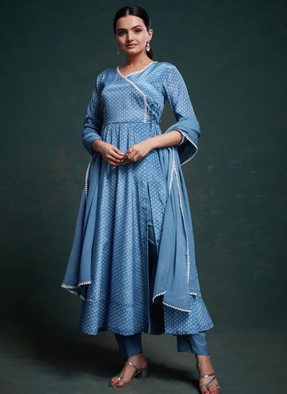 Blue Georgette Anarkali Gown