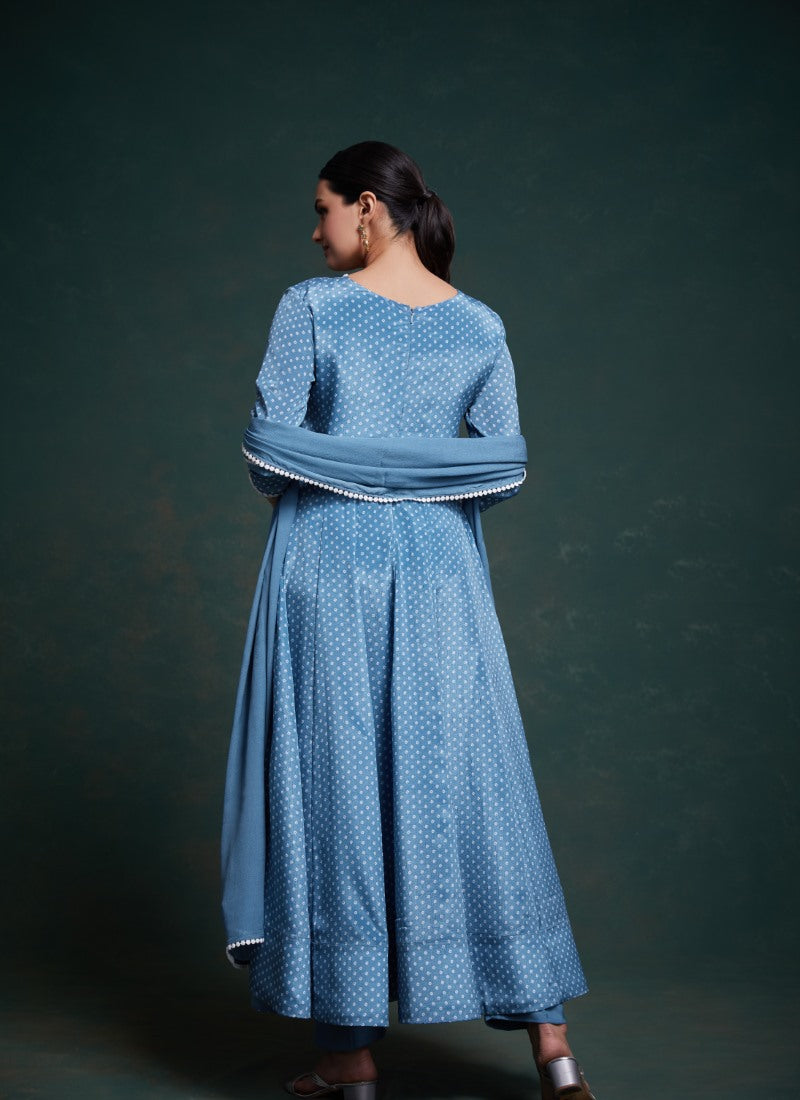 Blue Georgette Anarkali Gown