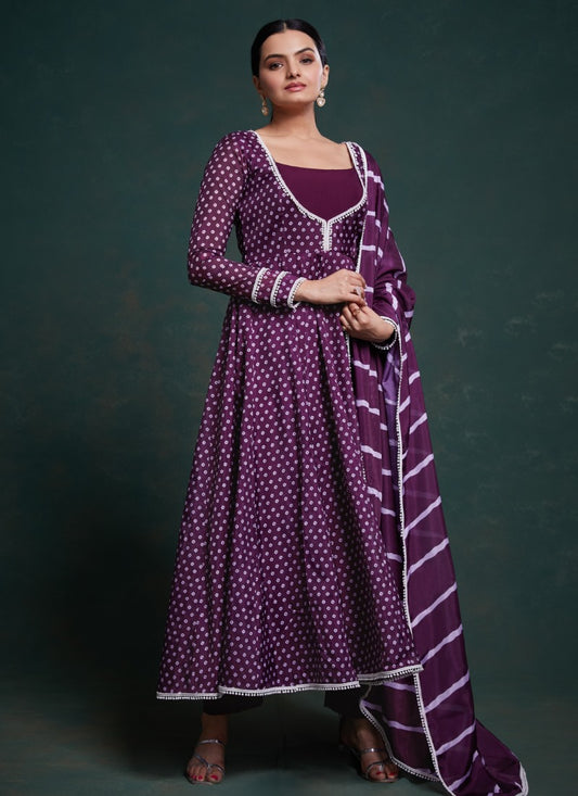 Purple Organza Anarkali Suit