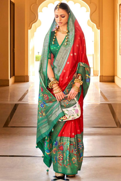 Red Silk Paithani Saree