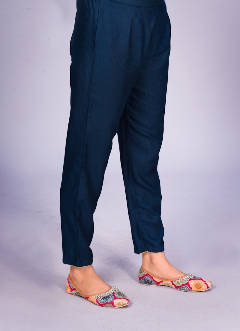 Blue Viscose Pant Style Salwar Suit-2