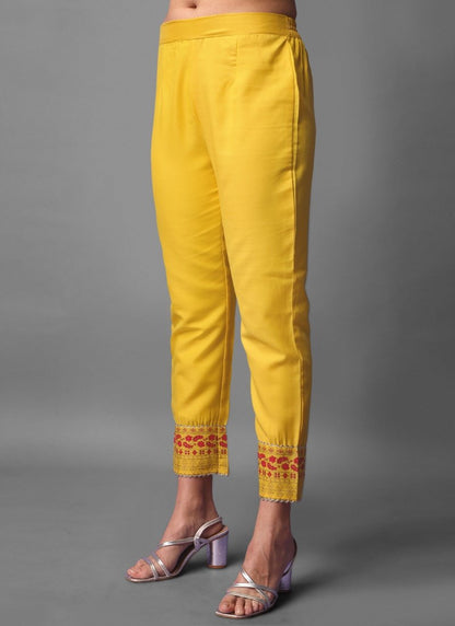 Yellow Rayon Pant Style Salwar Suit-2