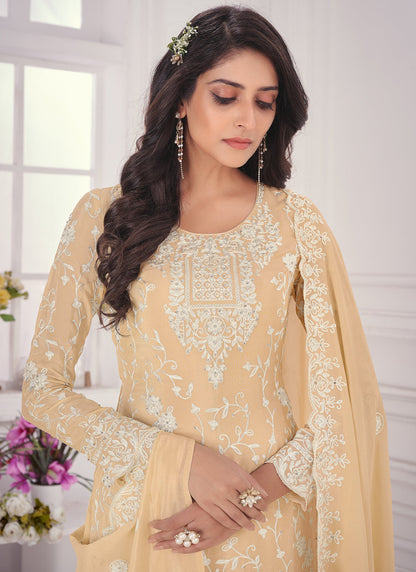 Light Yellow Pant Style Straight Salwar Suit-2