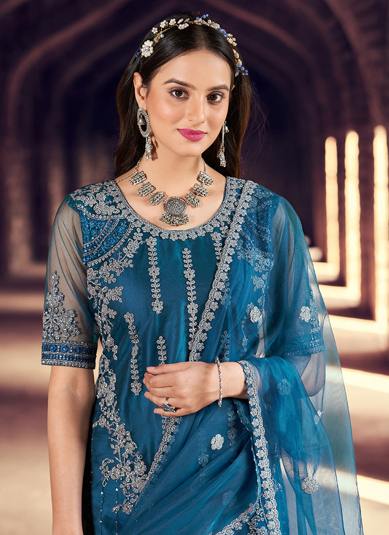 Blue Pant Style Salwar Suit-2