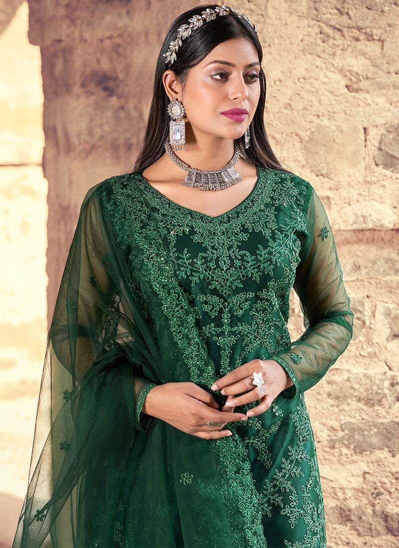 Green Pant Style Salwar Suit-2