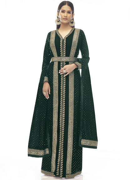 Green Georgette Straight Cut Salwar Suit-2