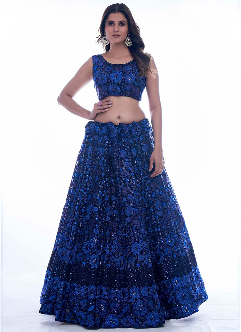 Royal Blue Bridesmaid Georgette Lehenga Choli