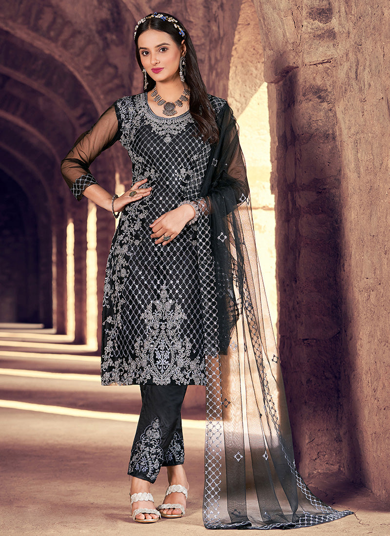 Black Pant Style Salwar Suit