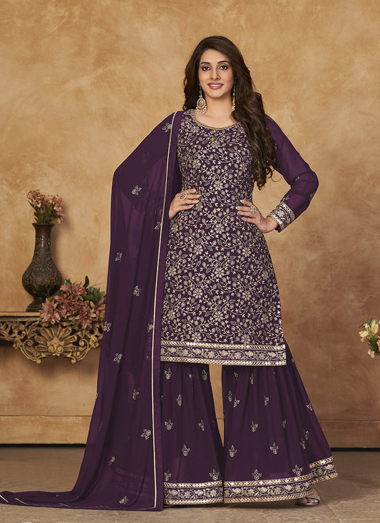 Purple Georgette Sharara Suit