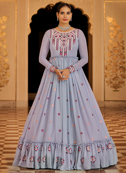 Light Blue Indo-Western Anarkali Gown