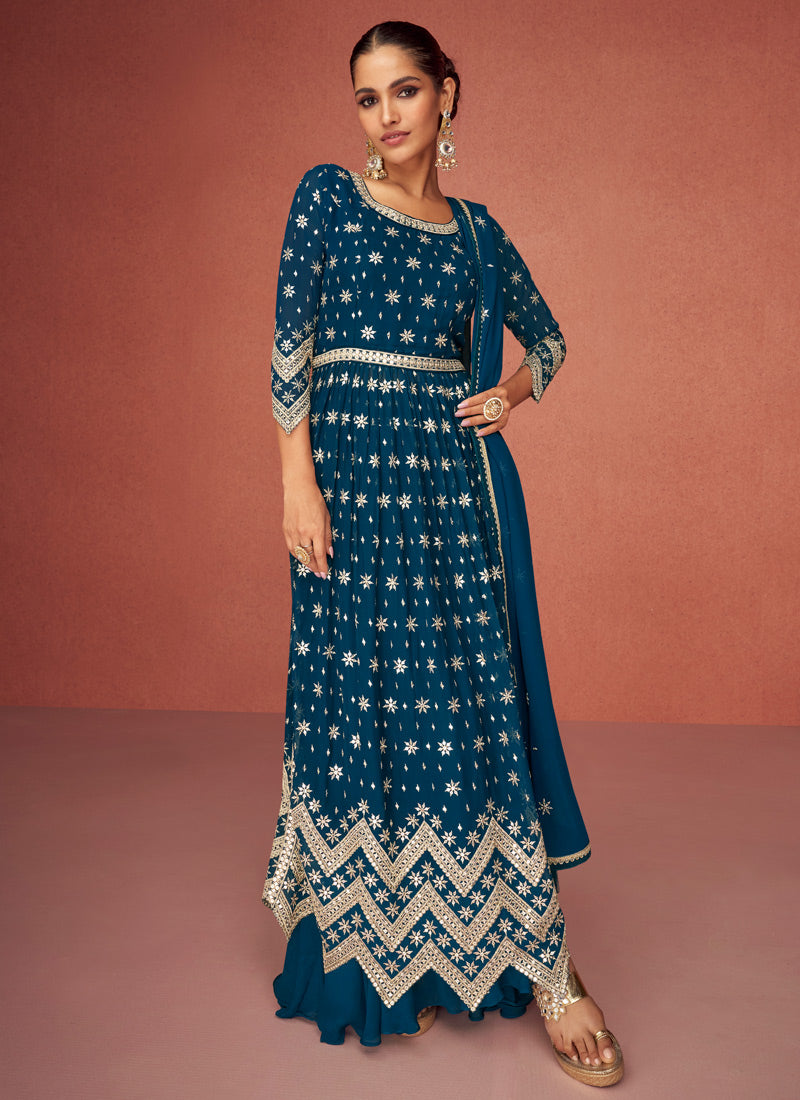 Blue Georgette Anarkali Suit