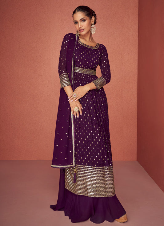 Purple Georgette Anarkali Suit