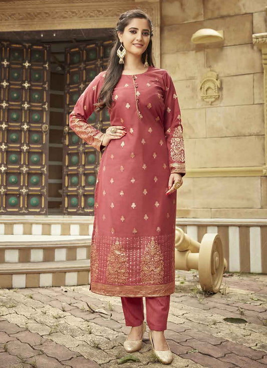 Maroon Straight Cut Salwar Suit