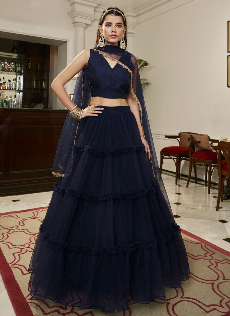 Navy Blue Designer Lehenga Choli