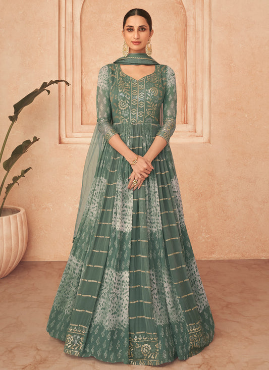 Green Georgette Anarkali Suit