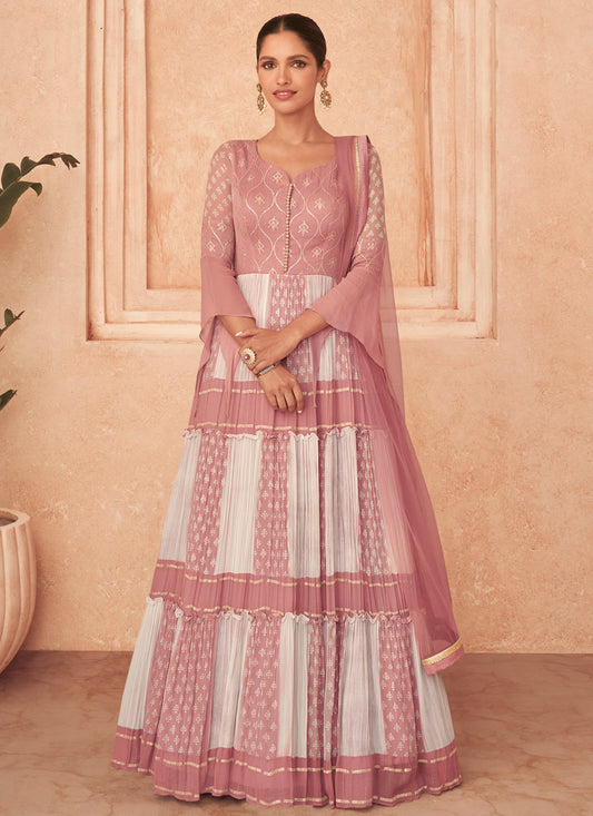 Pink Georgette Anarkali Suit