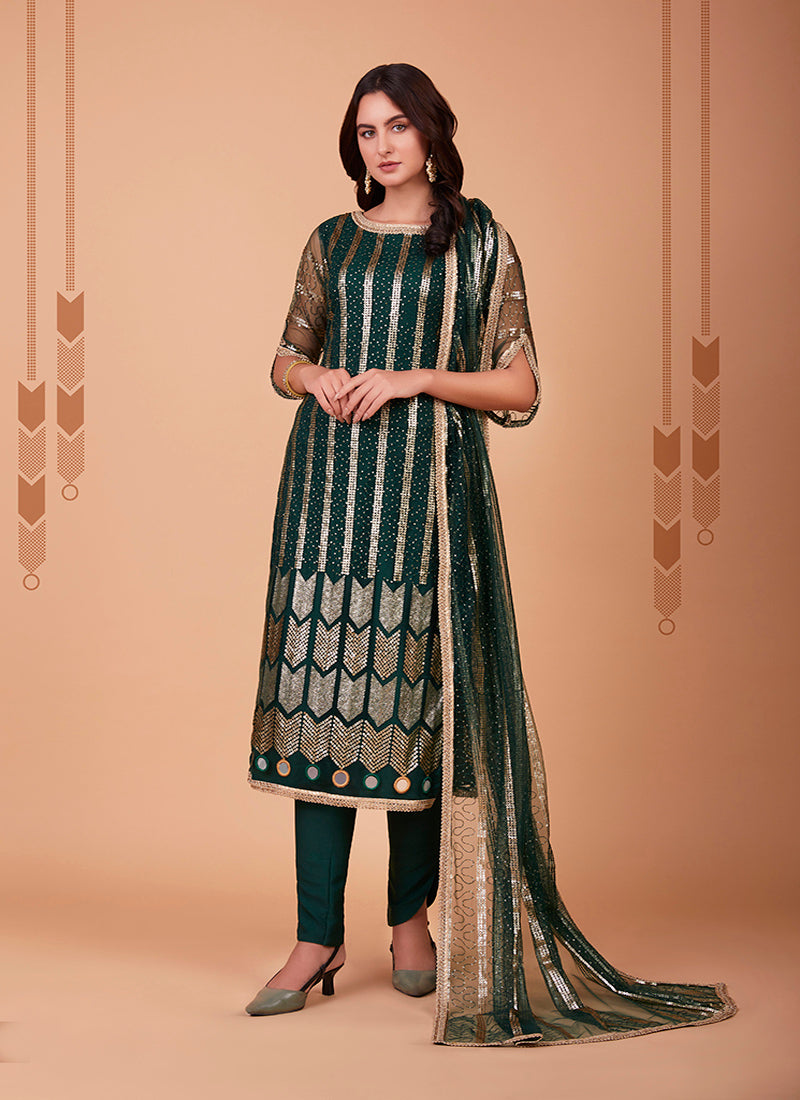 Green Churidar Style Salwar Suit