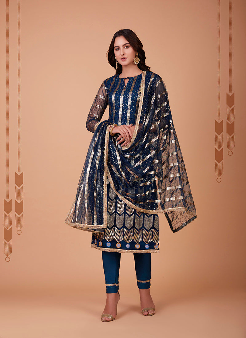 Blue Churidar Salwar Suit