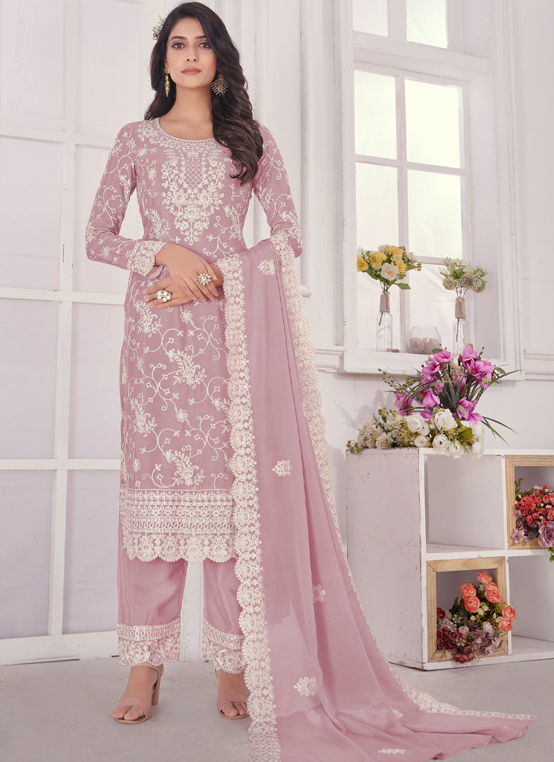 Pink Pant Style Straight Salwar Suit