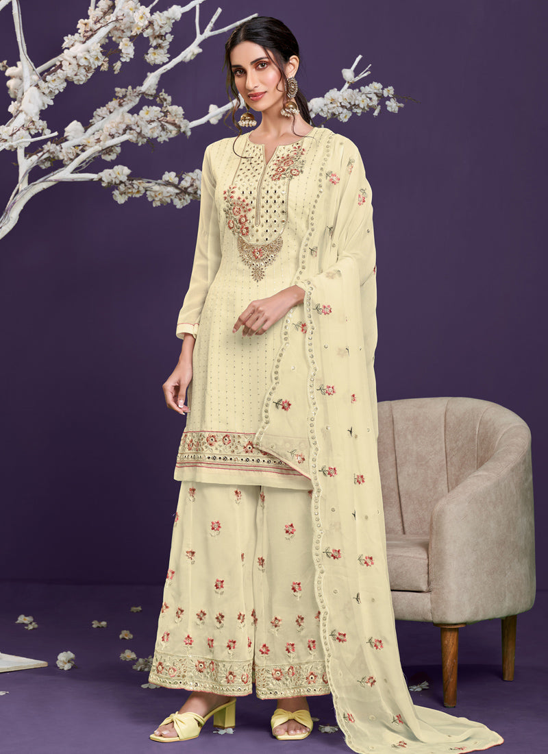 Yellow Embordered Sharara Suit-2